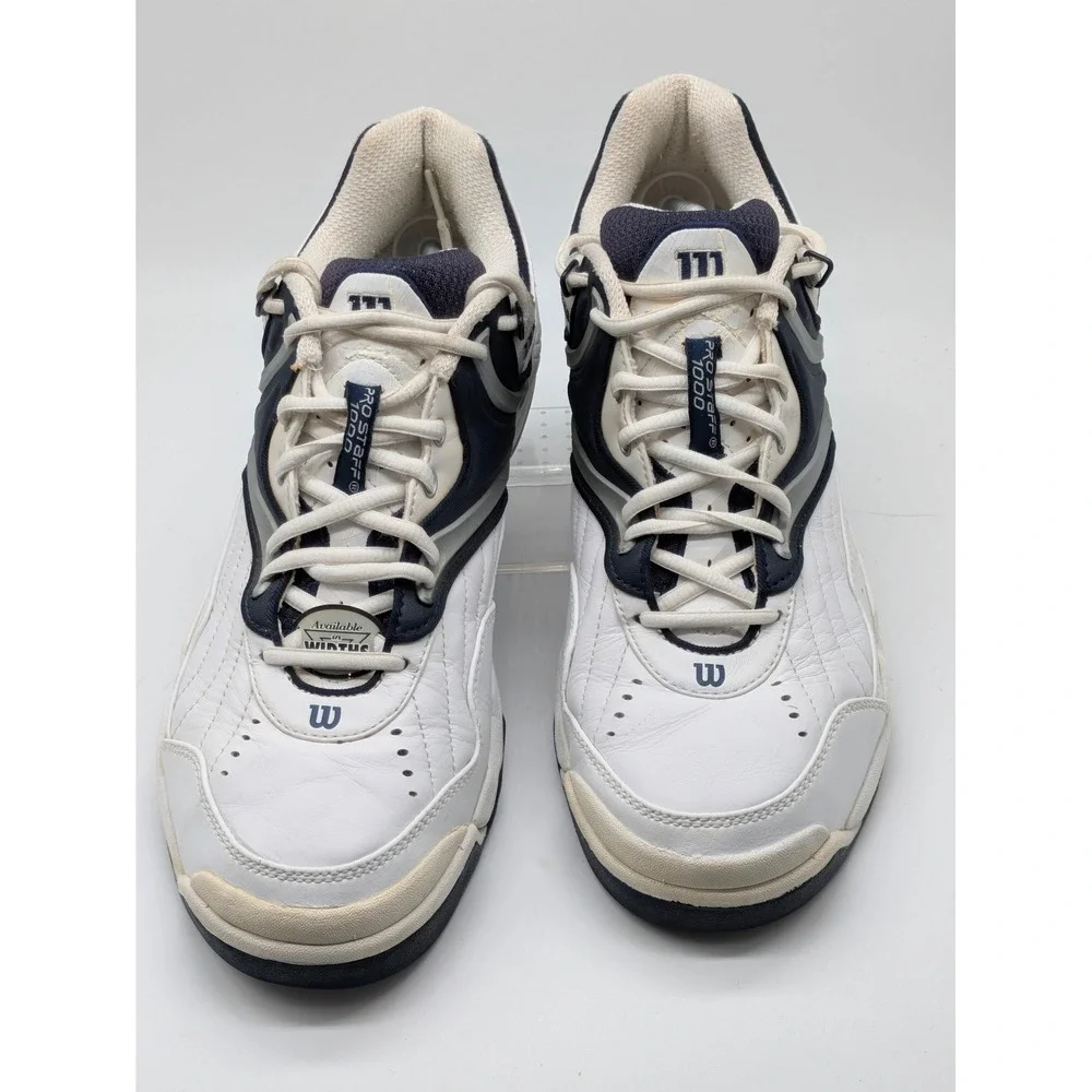 Wilson Pro Staff 1000 Tennis Shoes White Navy Leather Men's Size 14 Athletic